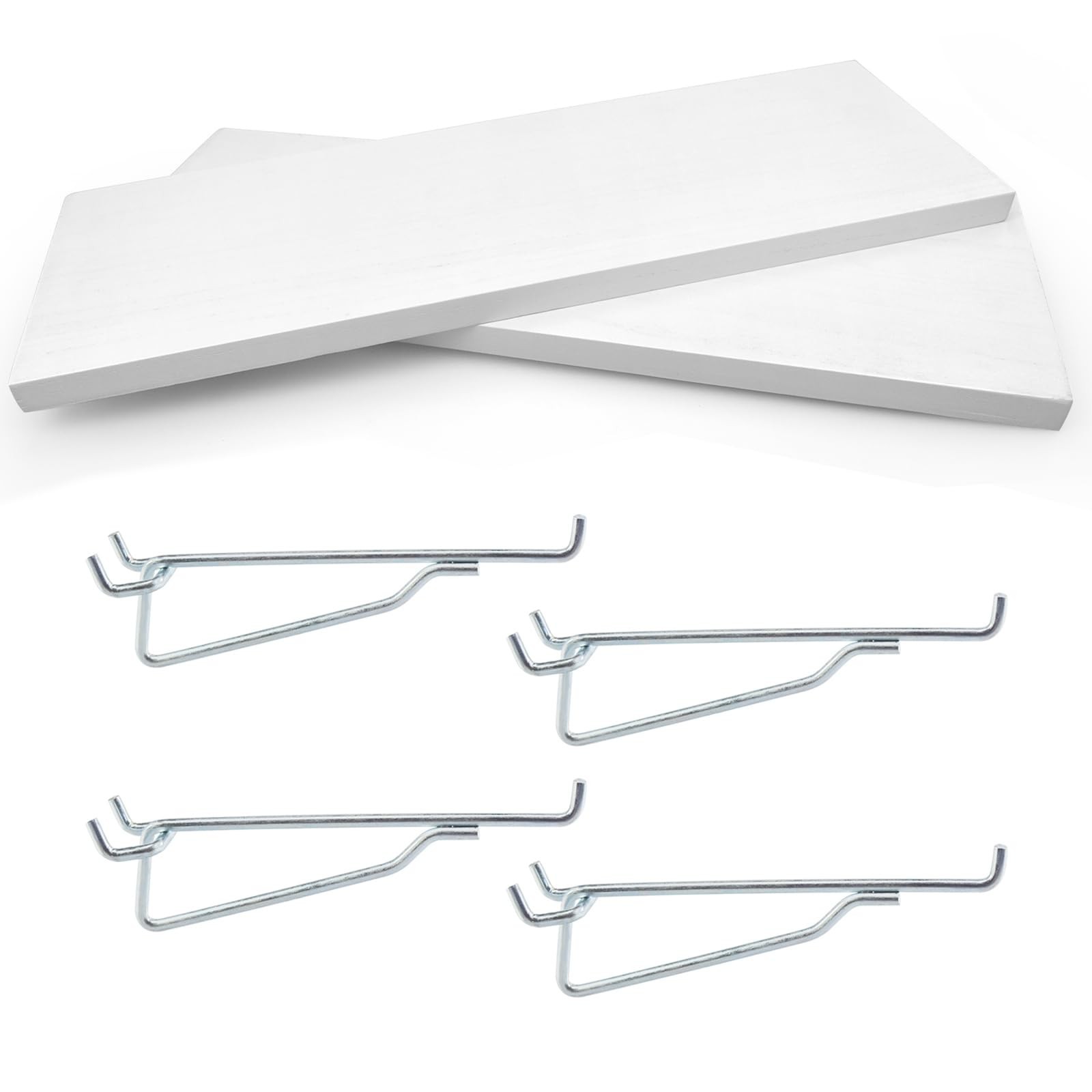 2 Pack White Pegboard Shelves, 1/4 inch Peg Board Organizer Accessories, Shel...