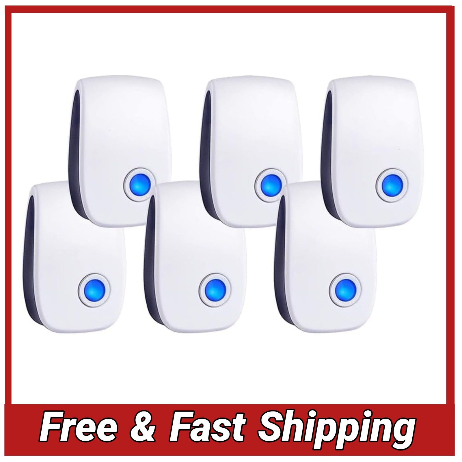 Intelligent Ultrasonic Pest Control Plug-In - 6 Pack with Nightlight Feature