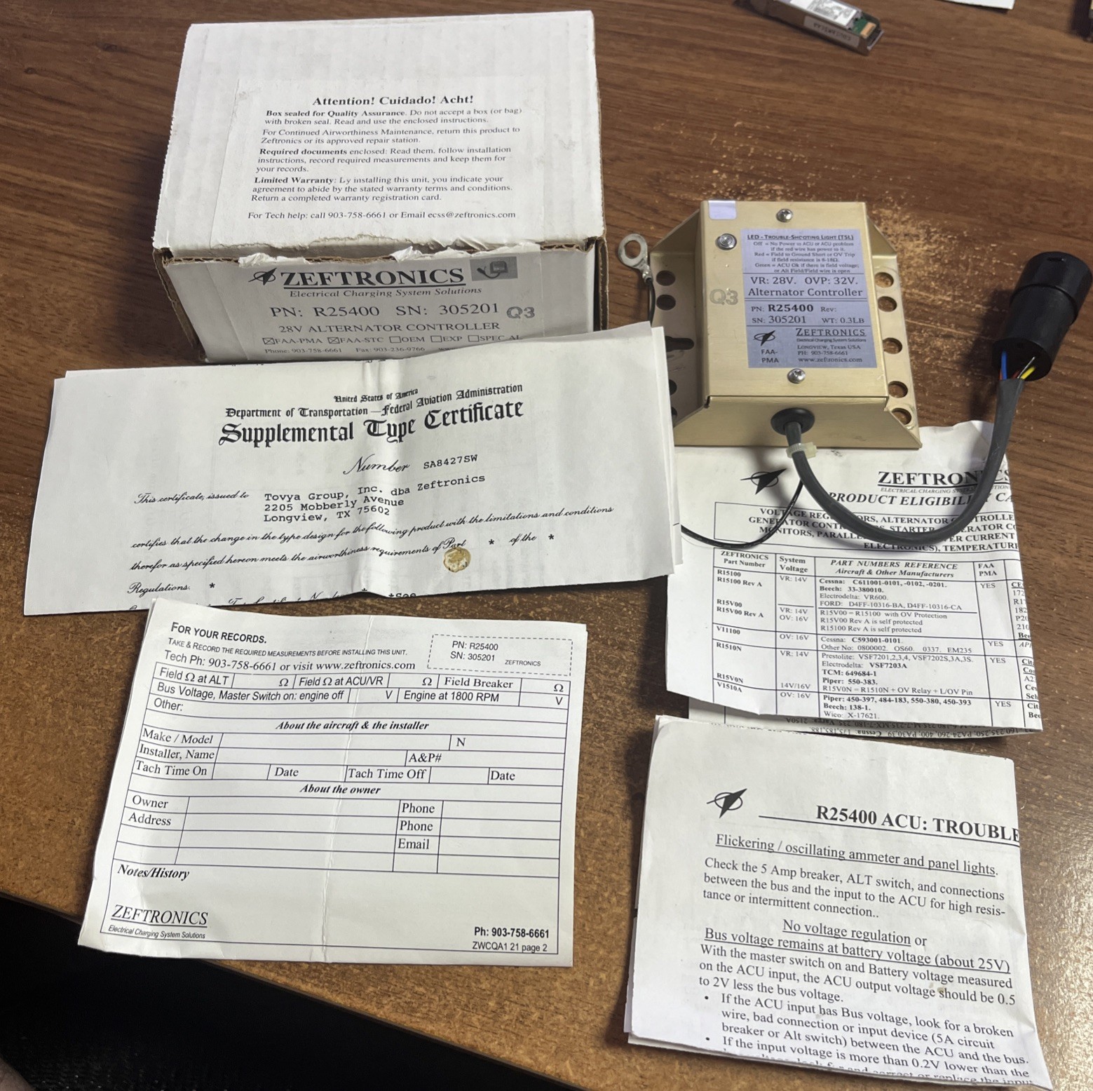 ZEFTRONICS ALTERNATOR CONTROLLER P/N R25400