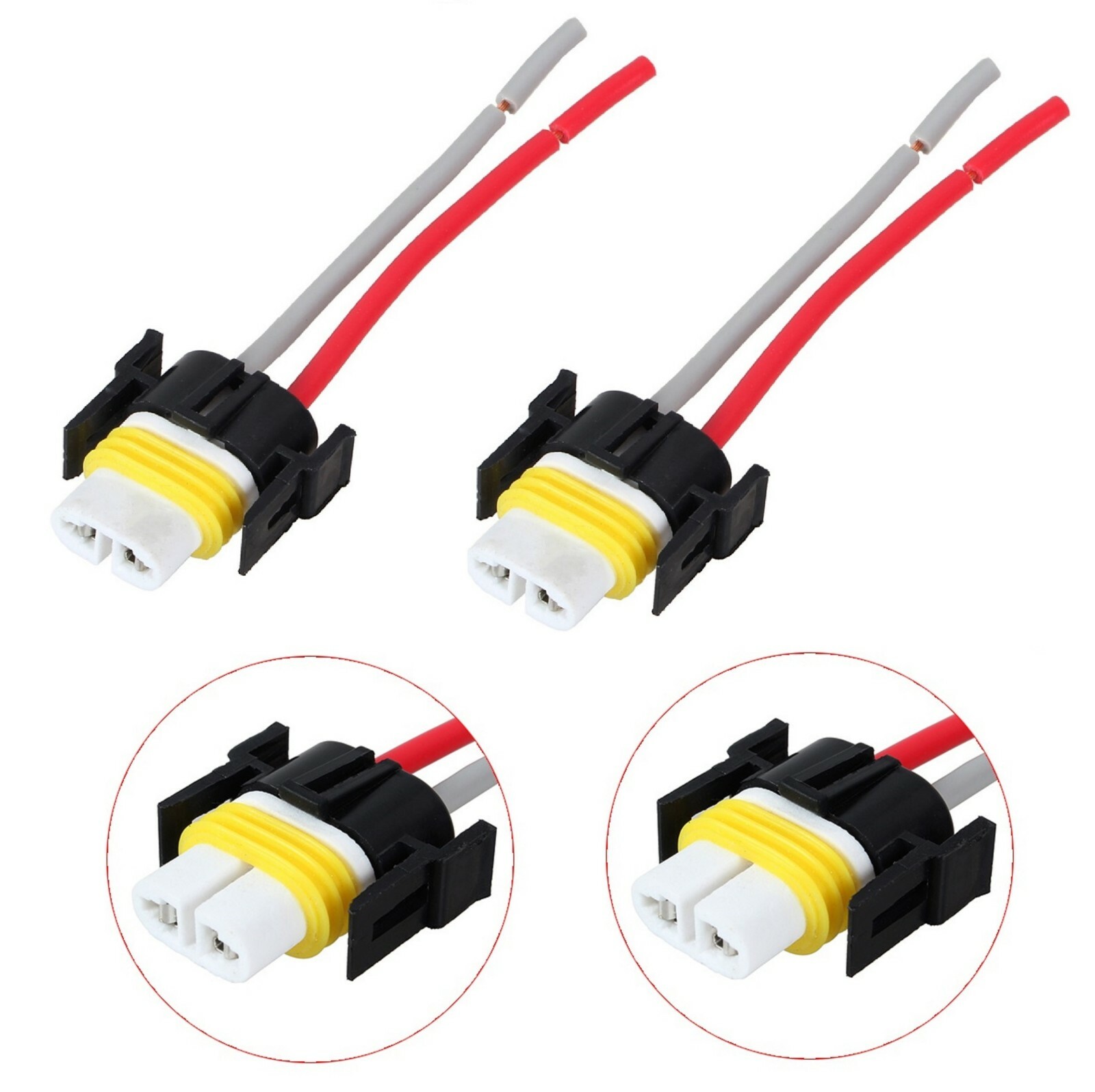 Wire Pigtail Female Ceramic S 862 Fog Light Two Harness Bulb Socket Connector OE