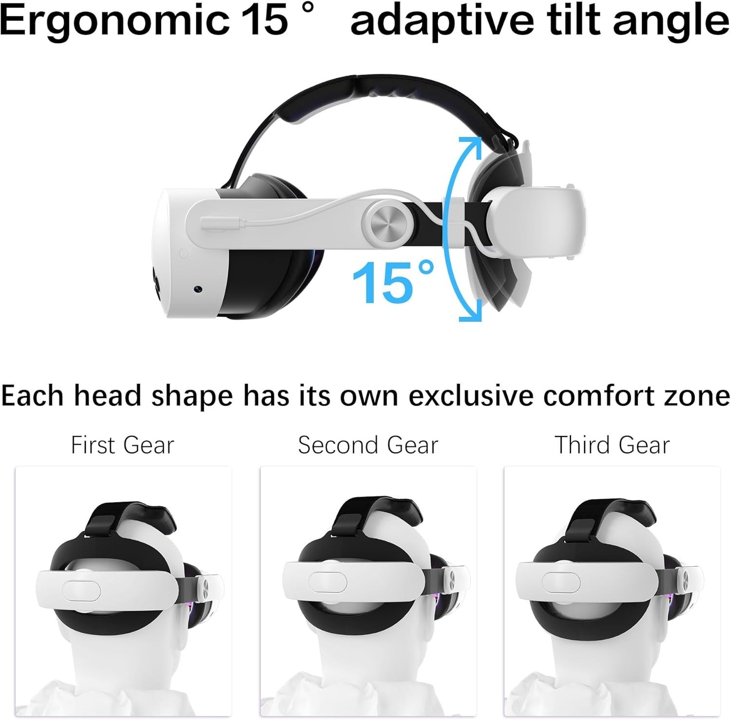 Head Strap for Oculus Meta Quest 3/3S with Battery, Adjustable VR Accessories wi
