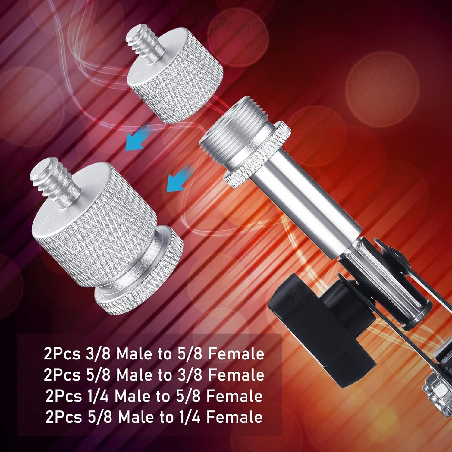 8Pcs Silver Microphone Thread Adapter Set for Universal Compatibility