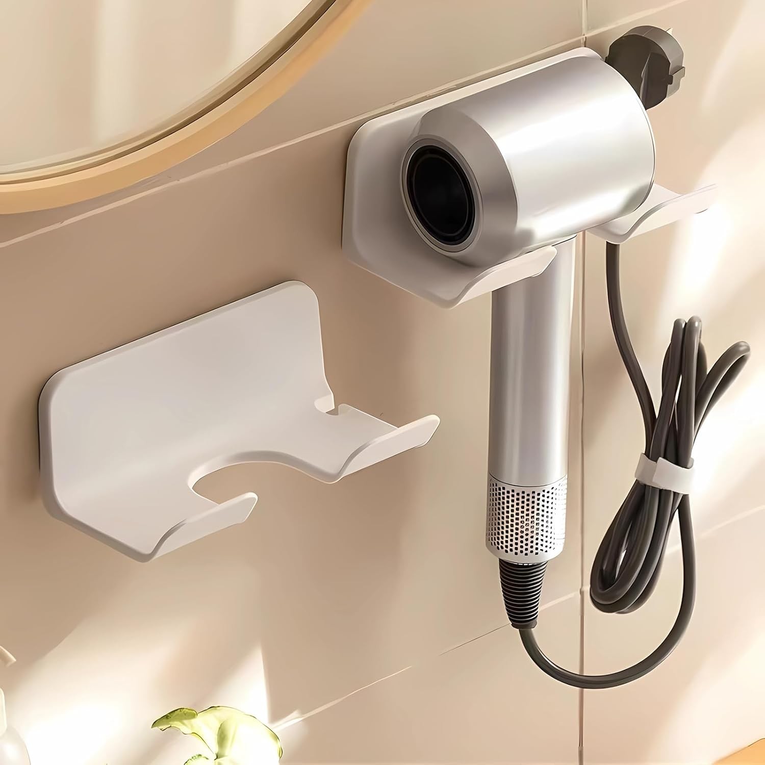 Universal Hair Dryer Holder, Blow Hanger Wall Style a White(1pack)