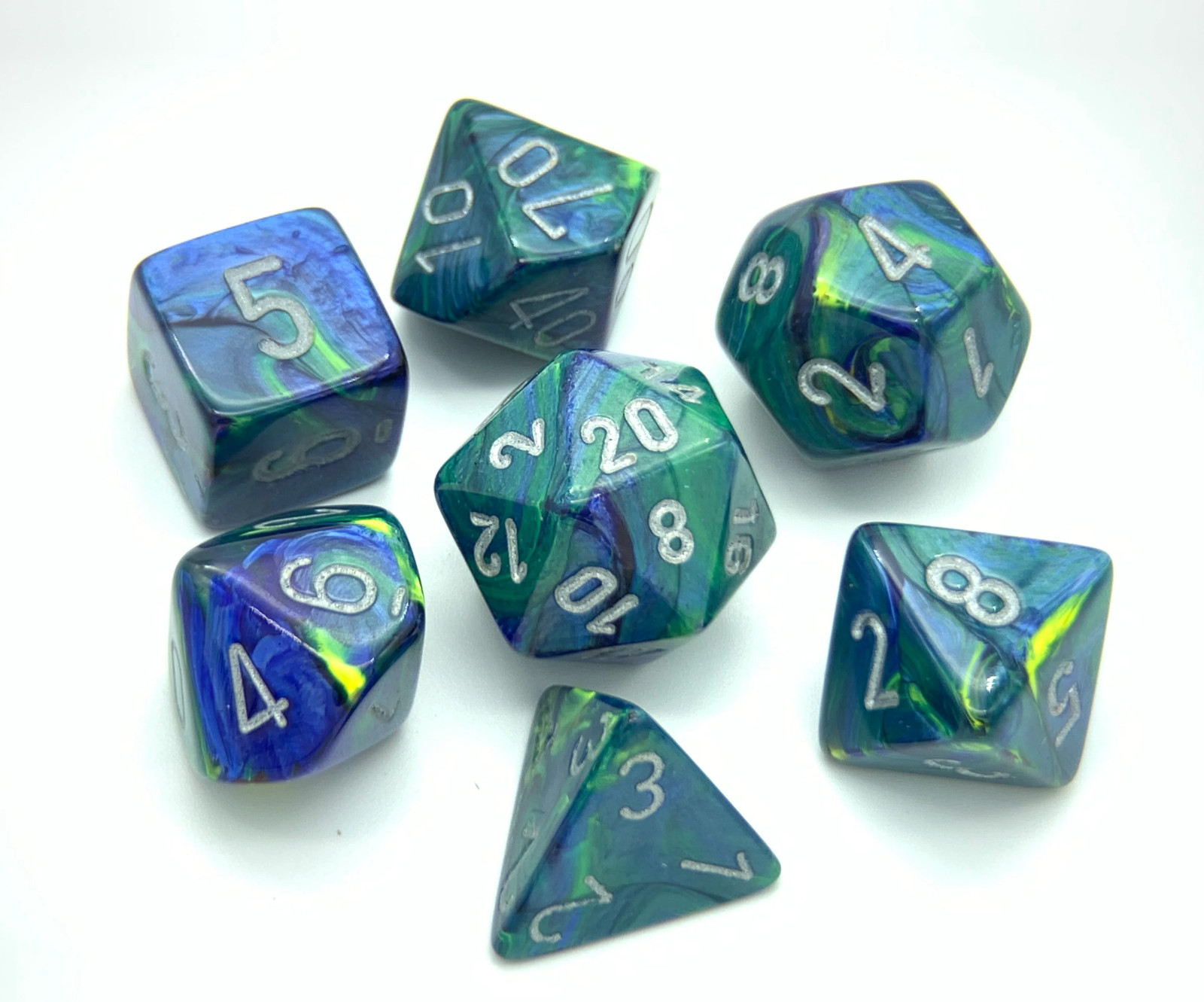 Chessex Dice Set - Festive Green/Silver