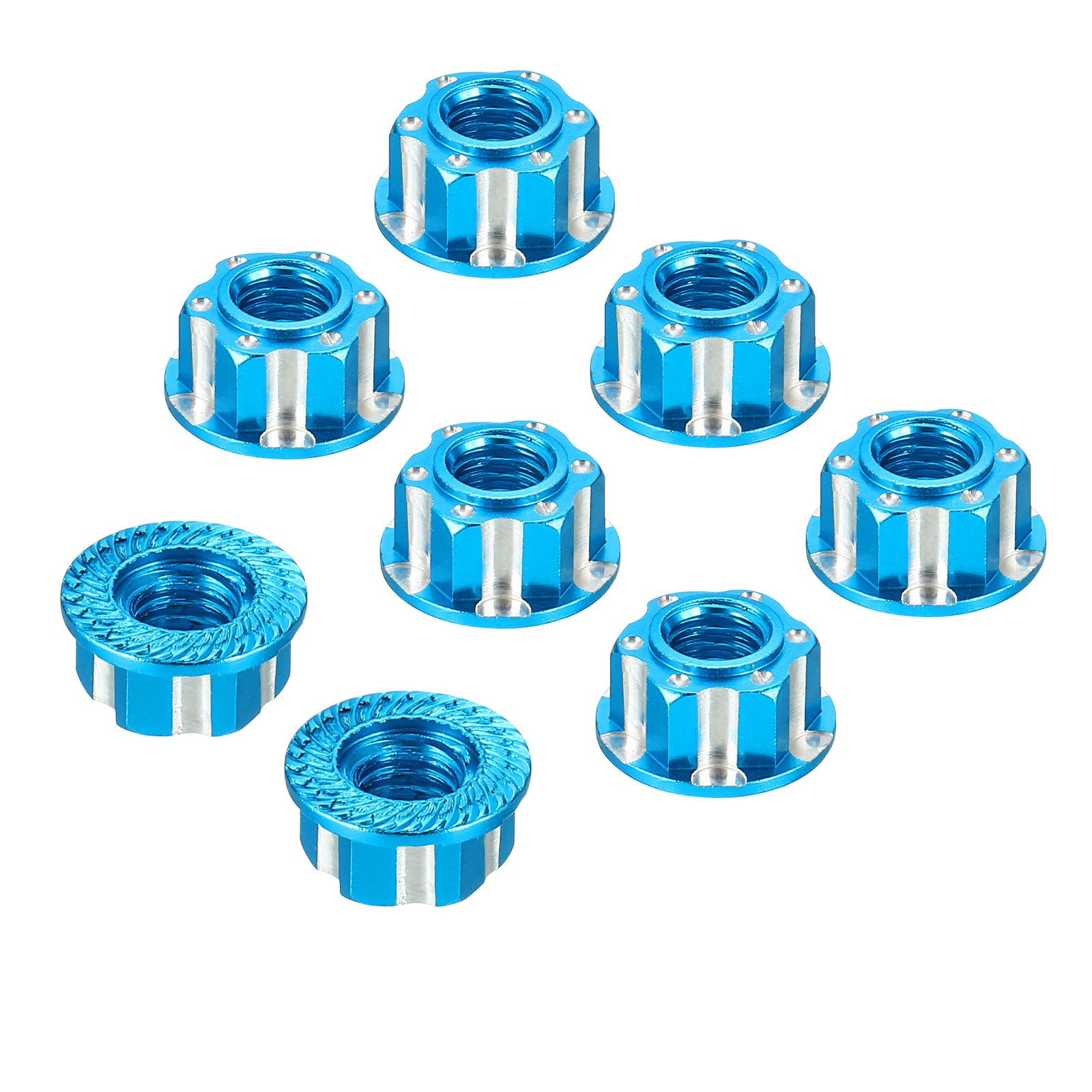 Hexagonal Nuts Aluminum M4 RC Wheel Hex Nut for 1/10 RC Model Car 8PCS(Sky Blue)