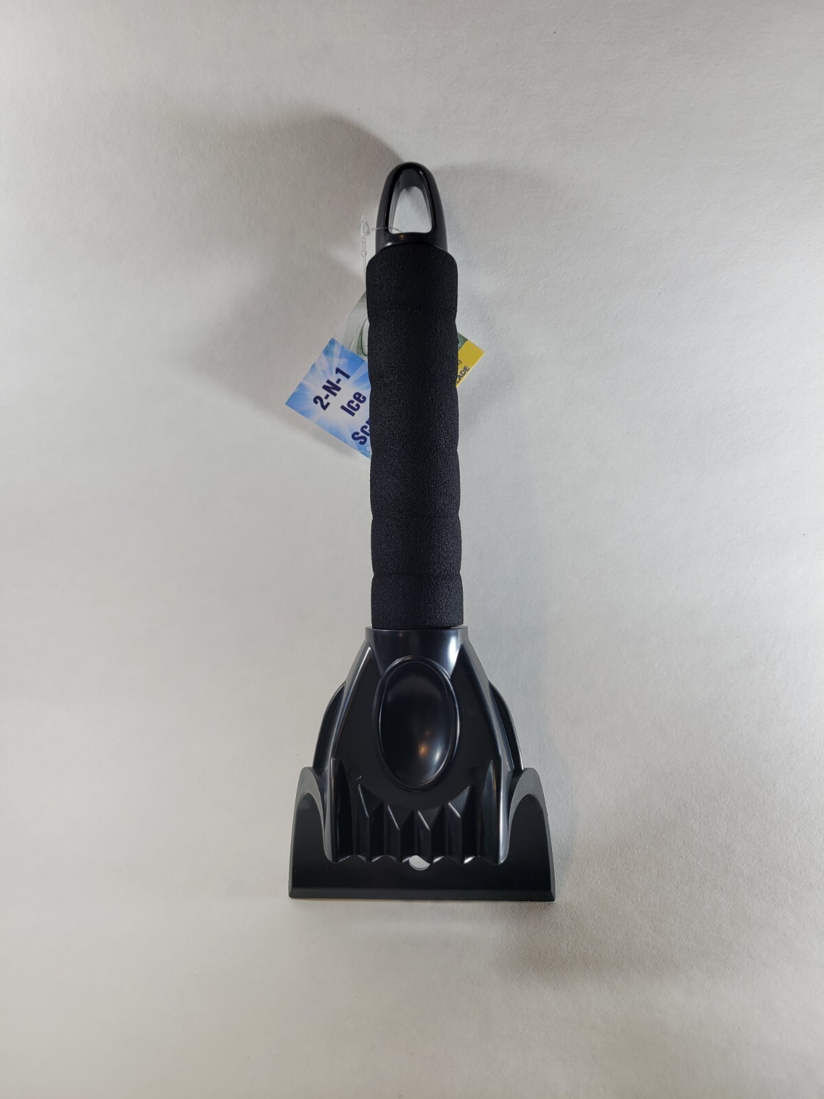 Windshield Ice Scraper 2-in-1 Straight and Serrated Blade, Black 10" long