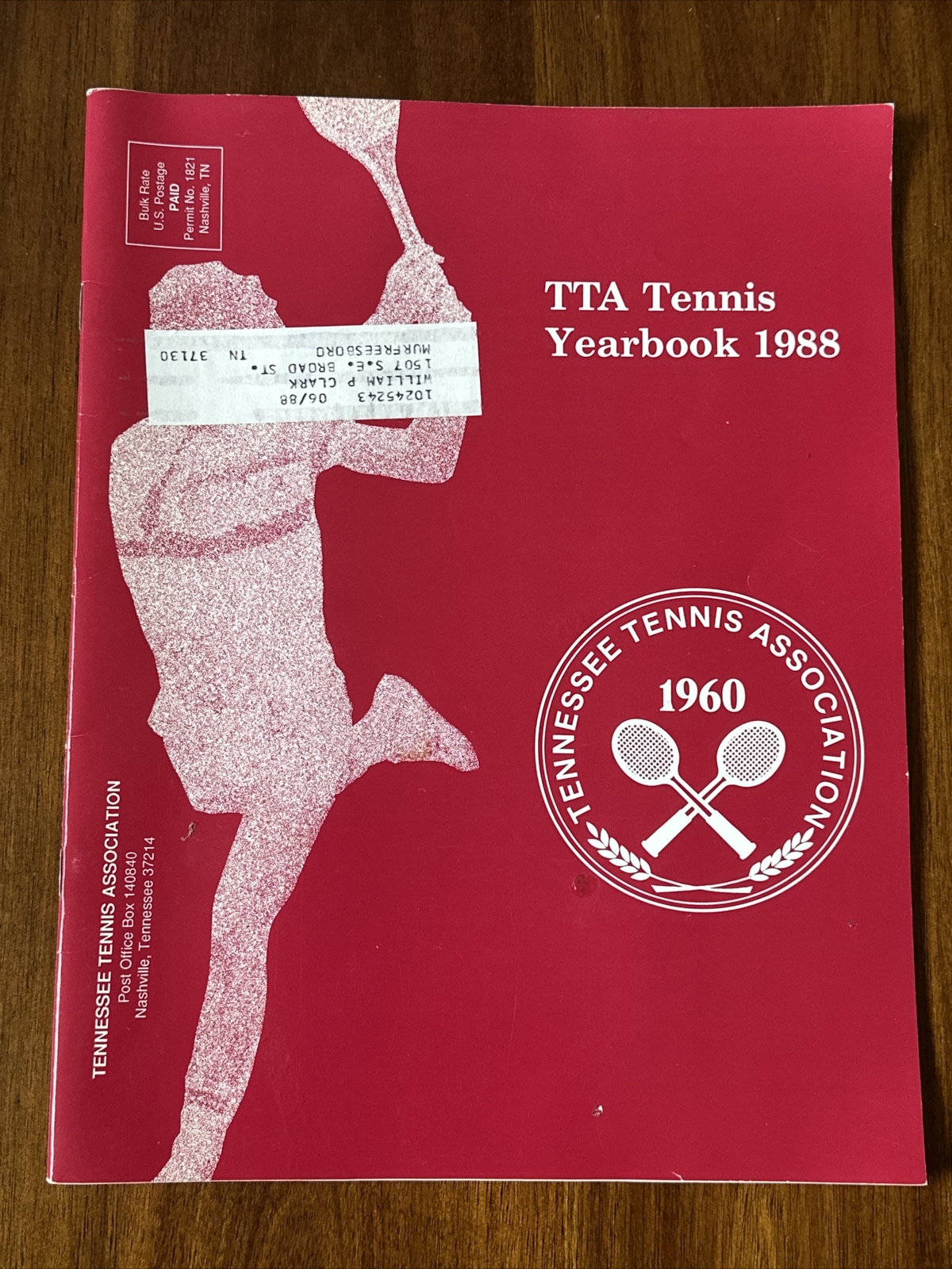 Tennessee Tennis Association TTA Tennis Yearbook 1988 Vintage