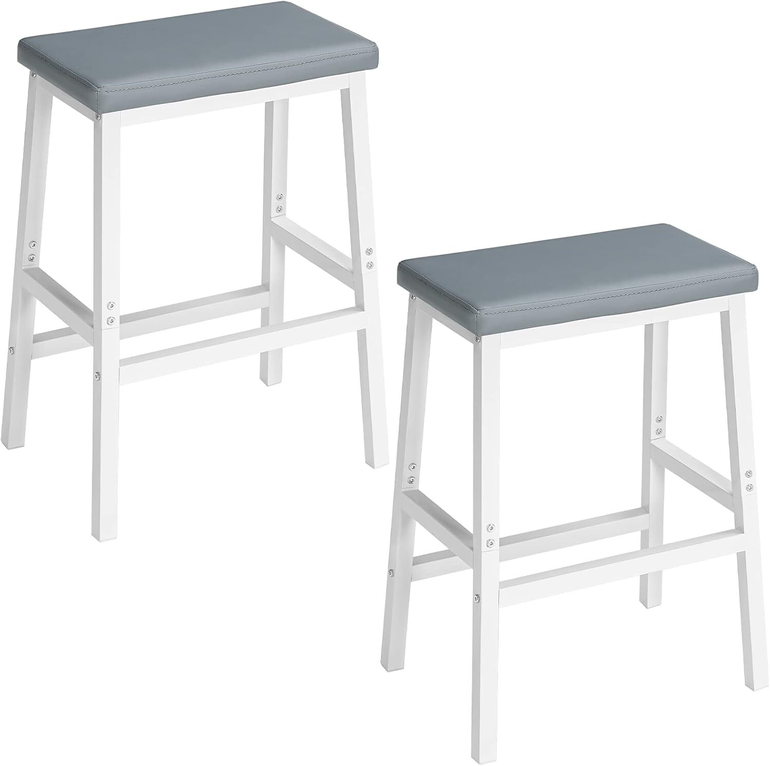 Bar Stools, Set of 2 Bar Chairs, PU Leather Upholstered Breakfast Stools