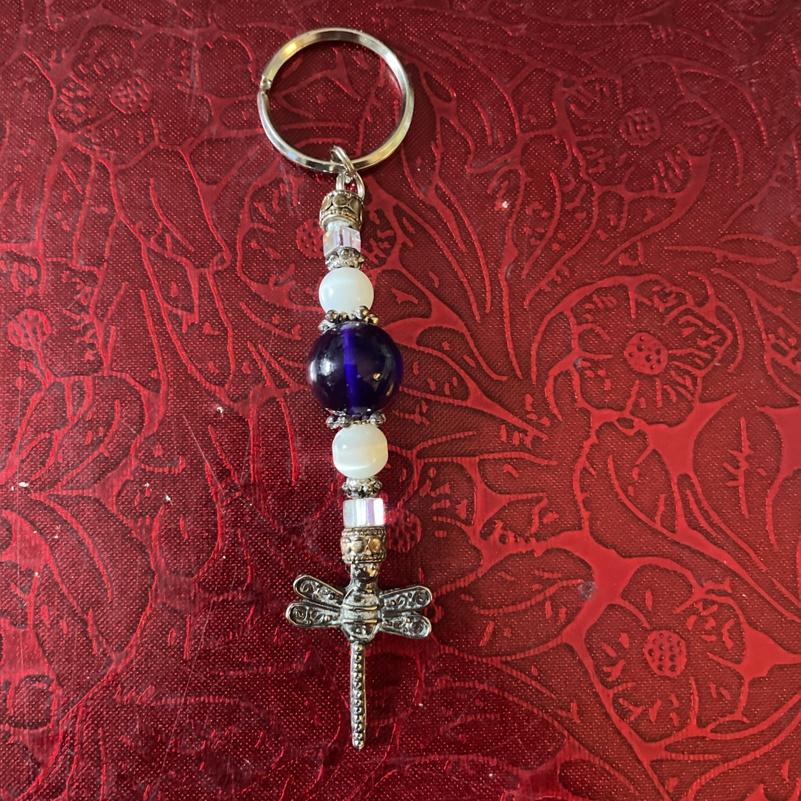 Dragonfly And Beads Key Ring