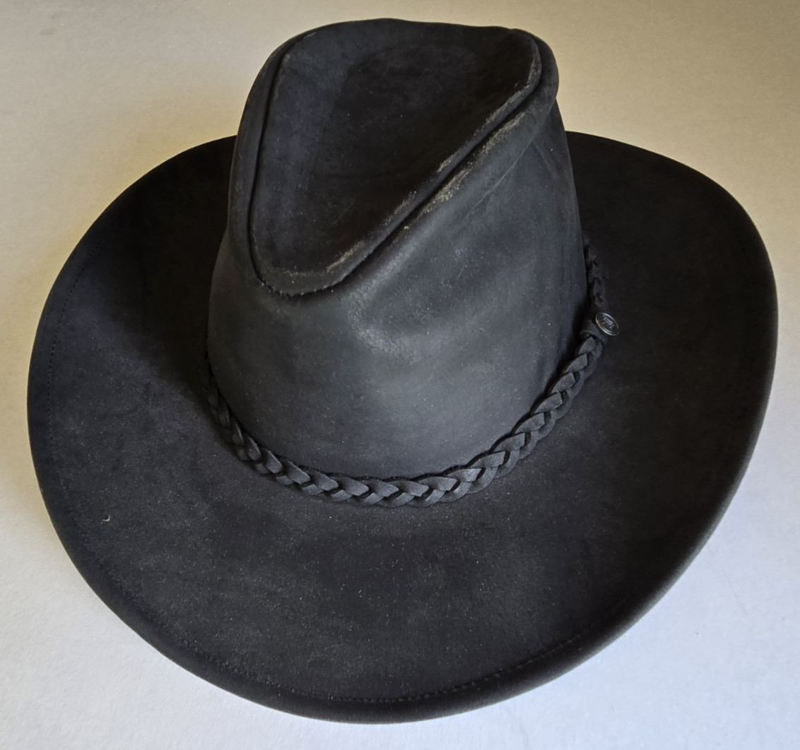 Jaxon Black 100% Leather Hat Large