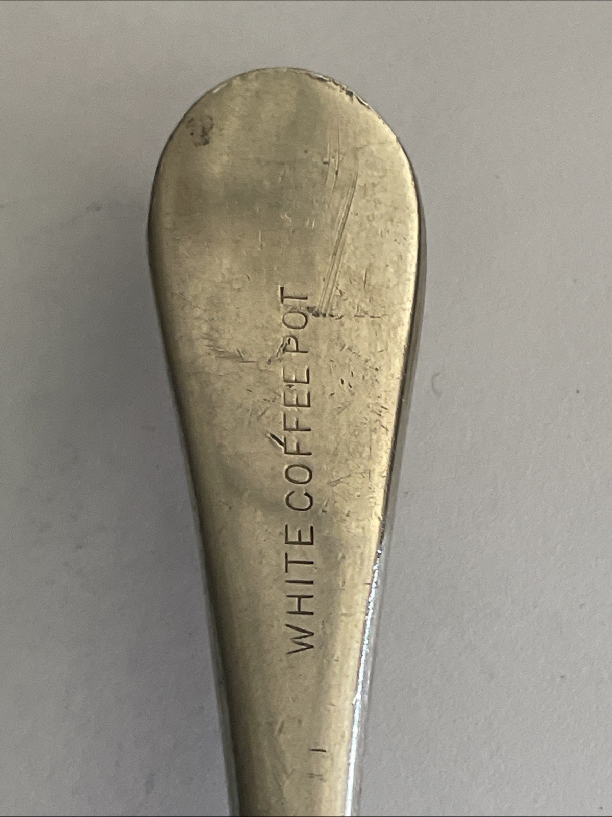 White Coffee Pot Vintage Spoon Collectible