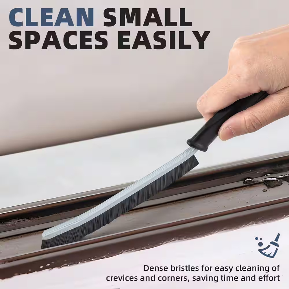 Black Hard Bristle Crevice Cleaning Brush with Multi-Surface Design for Kitchen