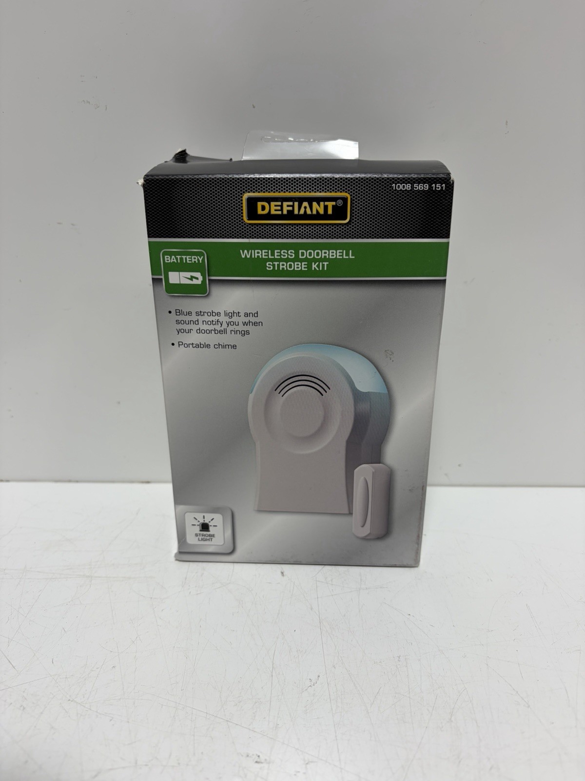 Defiant Wireless Battery Operated Tabletop Doorbell Kit Push Button, White