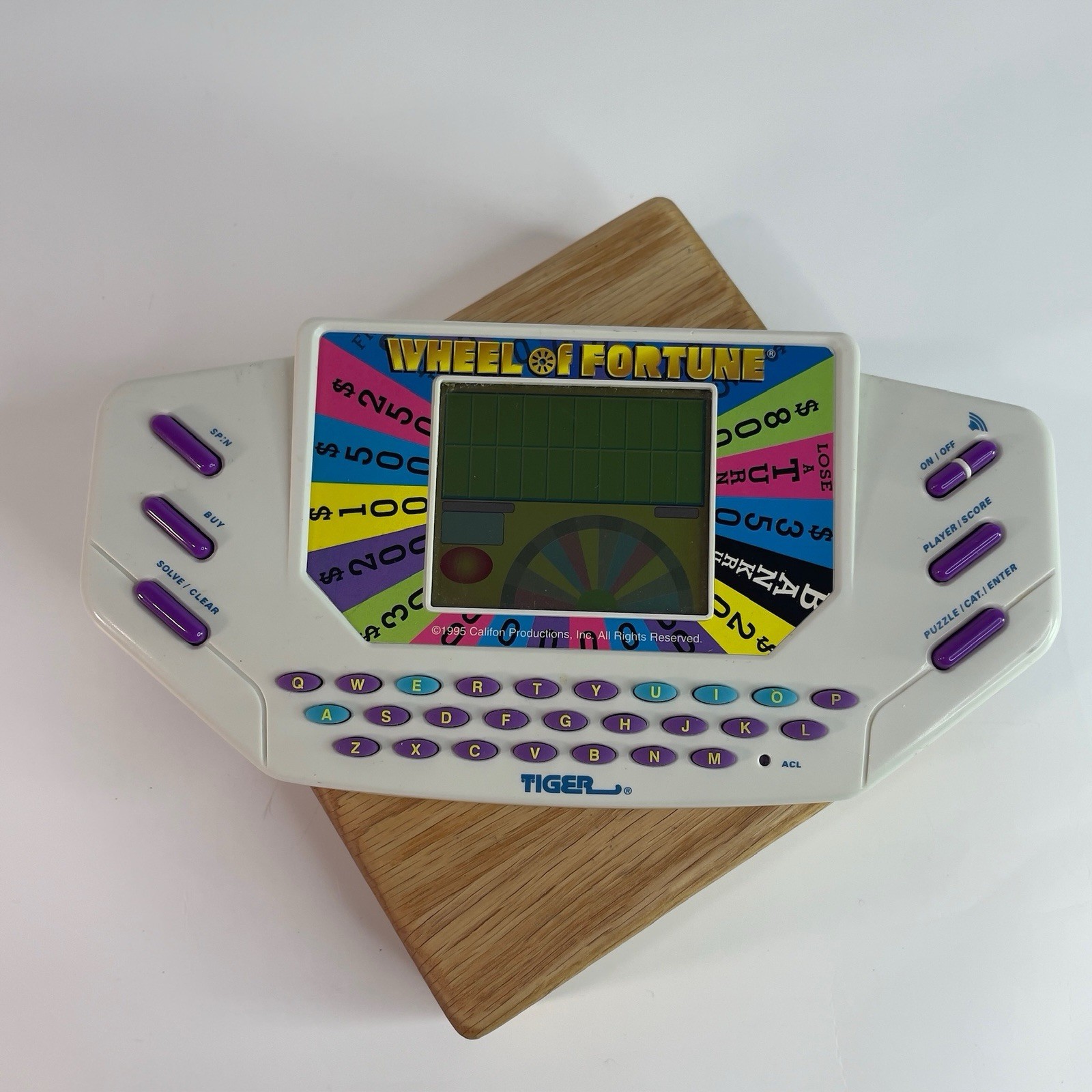 TIGER Wheel Of Fortune Electronic Handheld Video Game Vintage 1995 w/ Cart WORKS