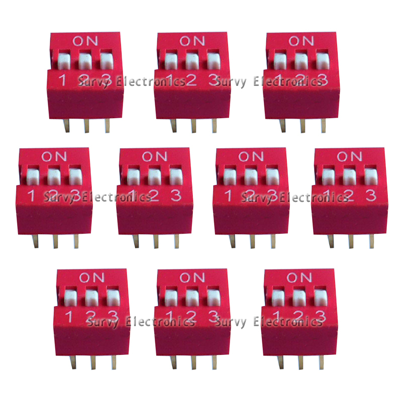 100pcs New 3P 3 Position DIP Switch Side Style 2.54mm Pitch Through Hole DIY