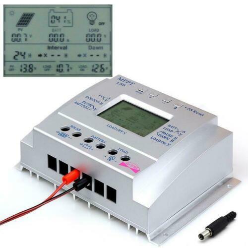 MPPT Solar Panel Regulator LCD 20A-80A 12V/24V Charge Controller 3 Timer LCD USB