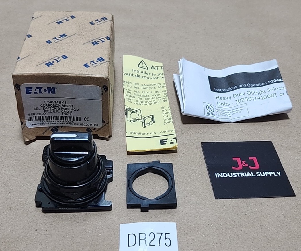 *BRAND NEW* Eaton E34VMBK1 Selector Switch Corrosion Resistant 3-Pos + Warranty!
