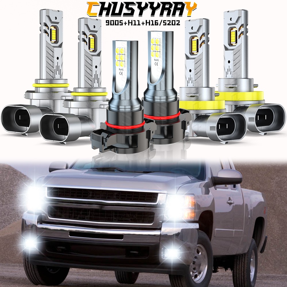 12000K LED Headlight+Fog Light Bulbs Kit fit Chevy Silverado 1500 2500 2007-2015
