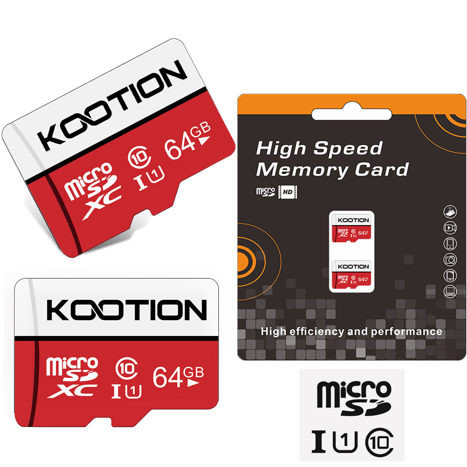 64GB Micro SD Card Micro SDXC Memory Card with Adapter Class 10 TF Flash Card