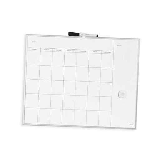 Magnetic Dry Erase Calendar White Board, 16" x 20", 20"W x 16"H Silver Frame