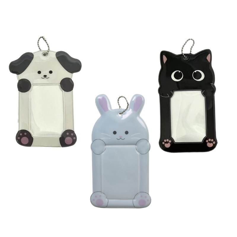 Animal Photo Card Sleeve with Chain 3Inch Card Protectors Covers PVC Card Covers