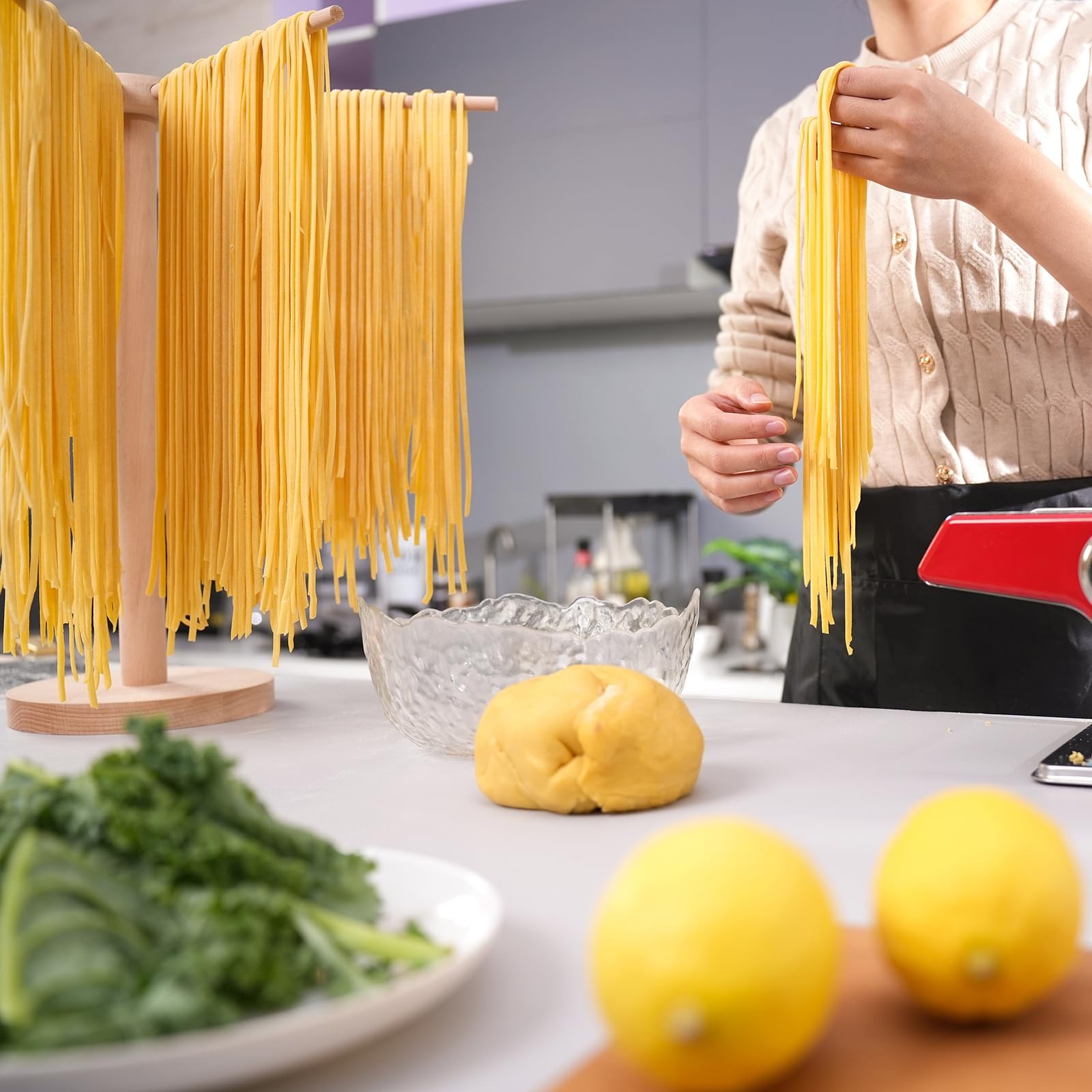 Pasta Drying Rack, Large Wood Rack Collapsible Extra Large,