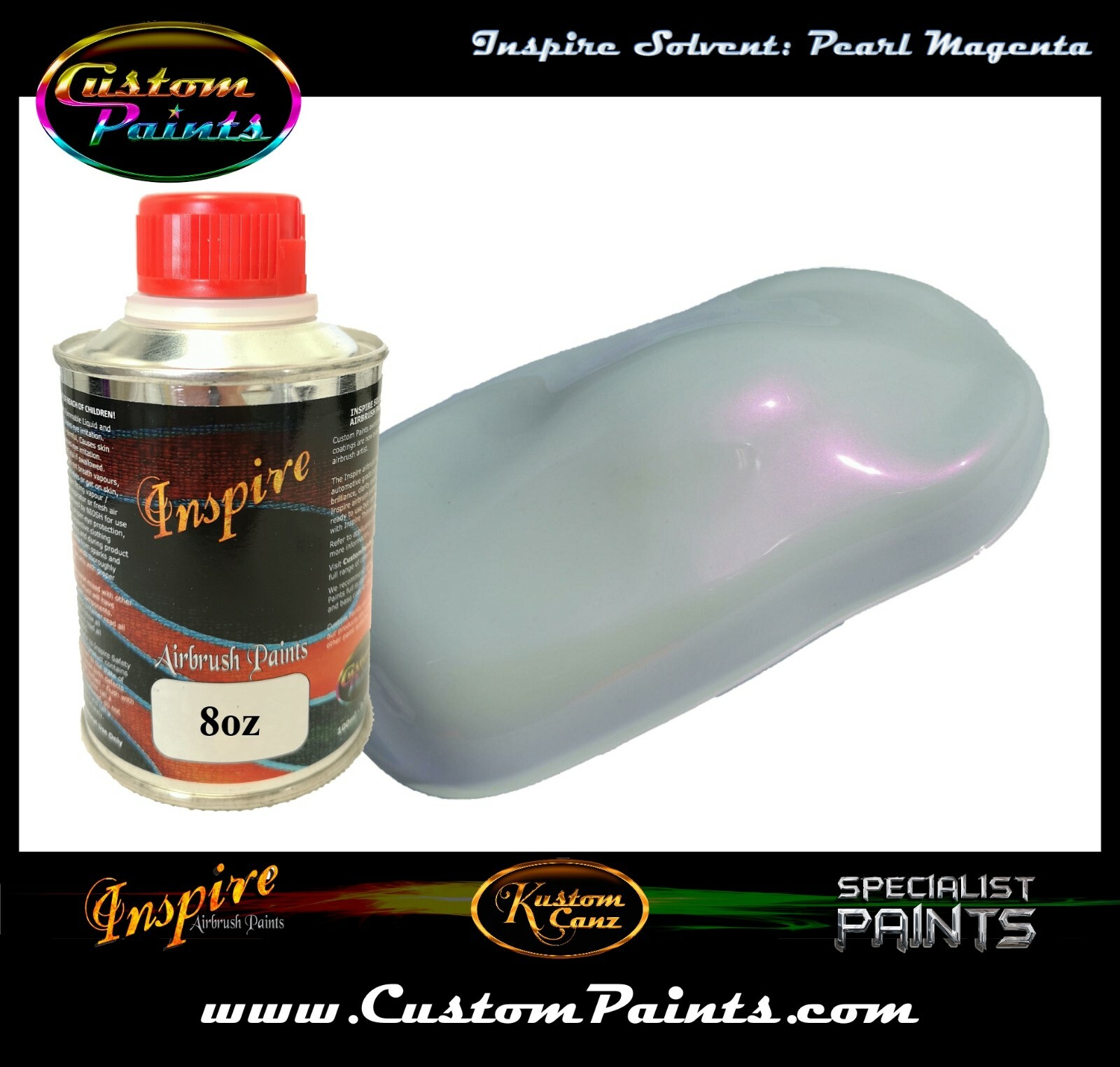 INSPIRE AIRBRUSH PEARL MAGENTA 8oz (SOLVENT), CUSTOM PAINT, HOK, ARTIST, HOTROD