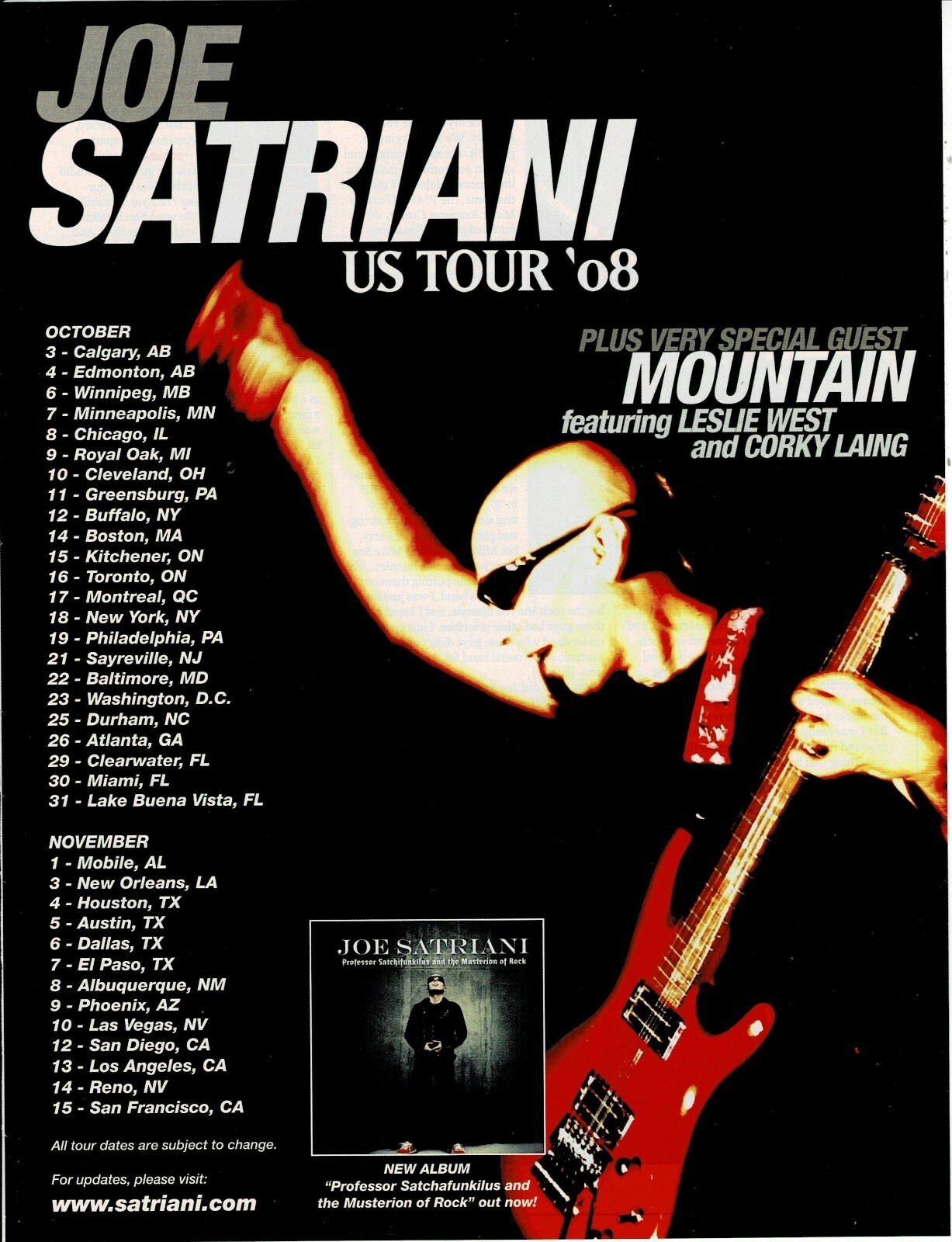 JOE SATRIANI - US TOUR '08 - 2008 Print Advertisement
