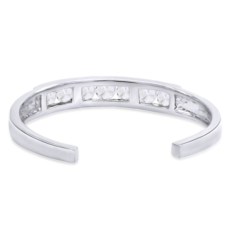 2/7 Ct Simulated Diamond Adjustable Channel Set Toe Ring 10k Solid White Gold