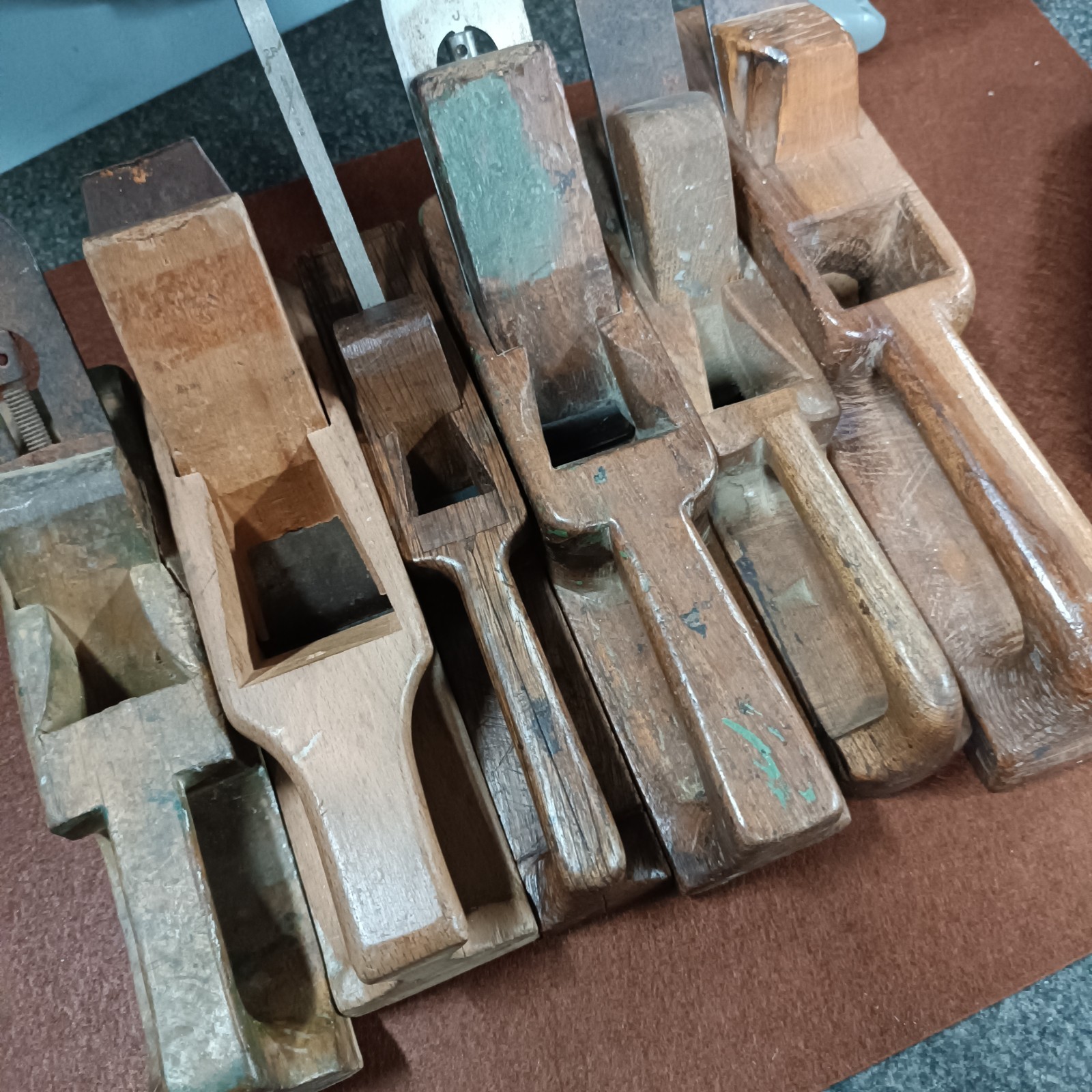6 OLD ITALIAN USED SMALL ROMAN STYLE WOODEN HAND PLANE