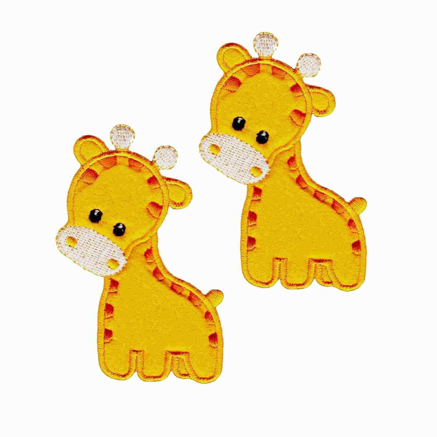 Giraffe Patches (2 Pack) Animal Children Embroidered Iron On Patch Appliques