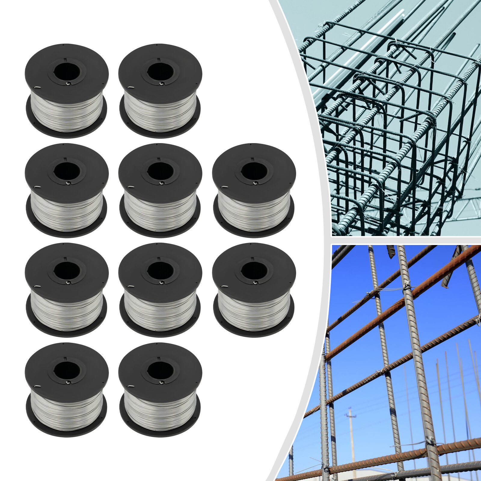 10 Rolls Iron Wires Universal Tie Wire For Rebar Bundling Machine 110m/360.89ft