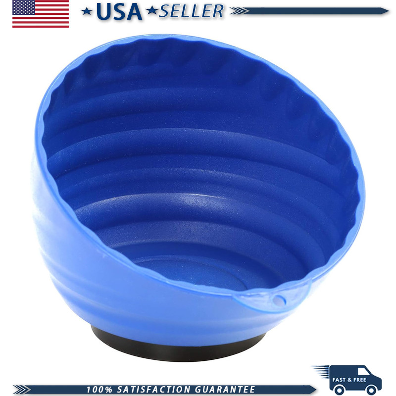 Magnetic Nut Cup Holds Up to 5 Pounds, Curved Tray Attaches to Metal Color: Blue