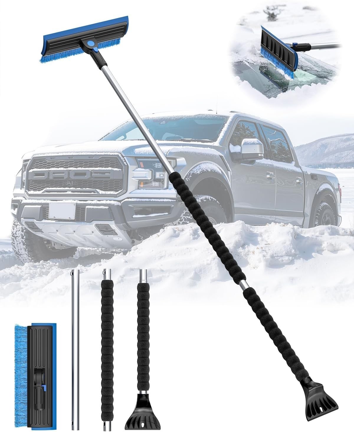 55.7" Rotating Snow Brush & Ice Scraper for SUVs & Trucks - 2025 Edition