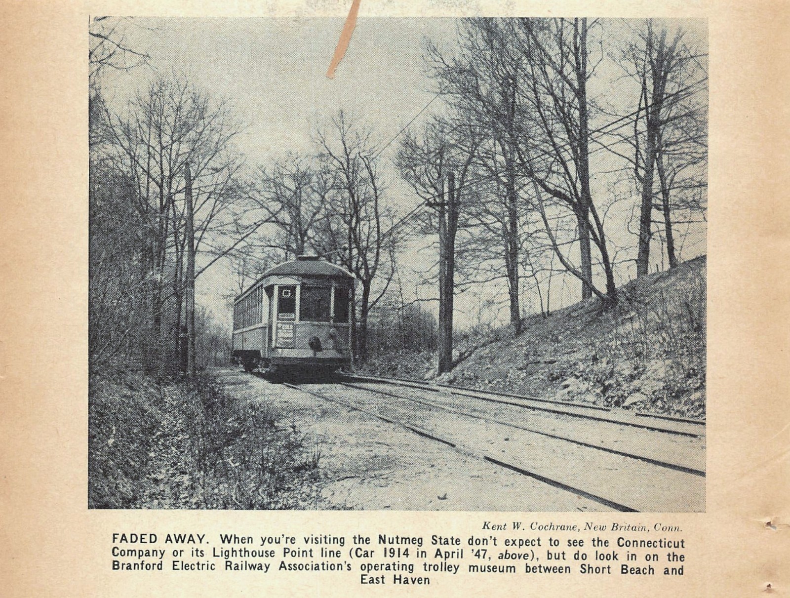 Brandford Electric Railway Lighthouse Point Line CT 6.5 x 5" Vtg Mag Excerpt