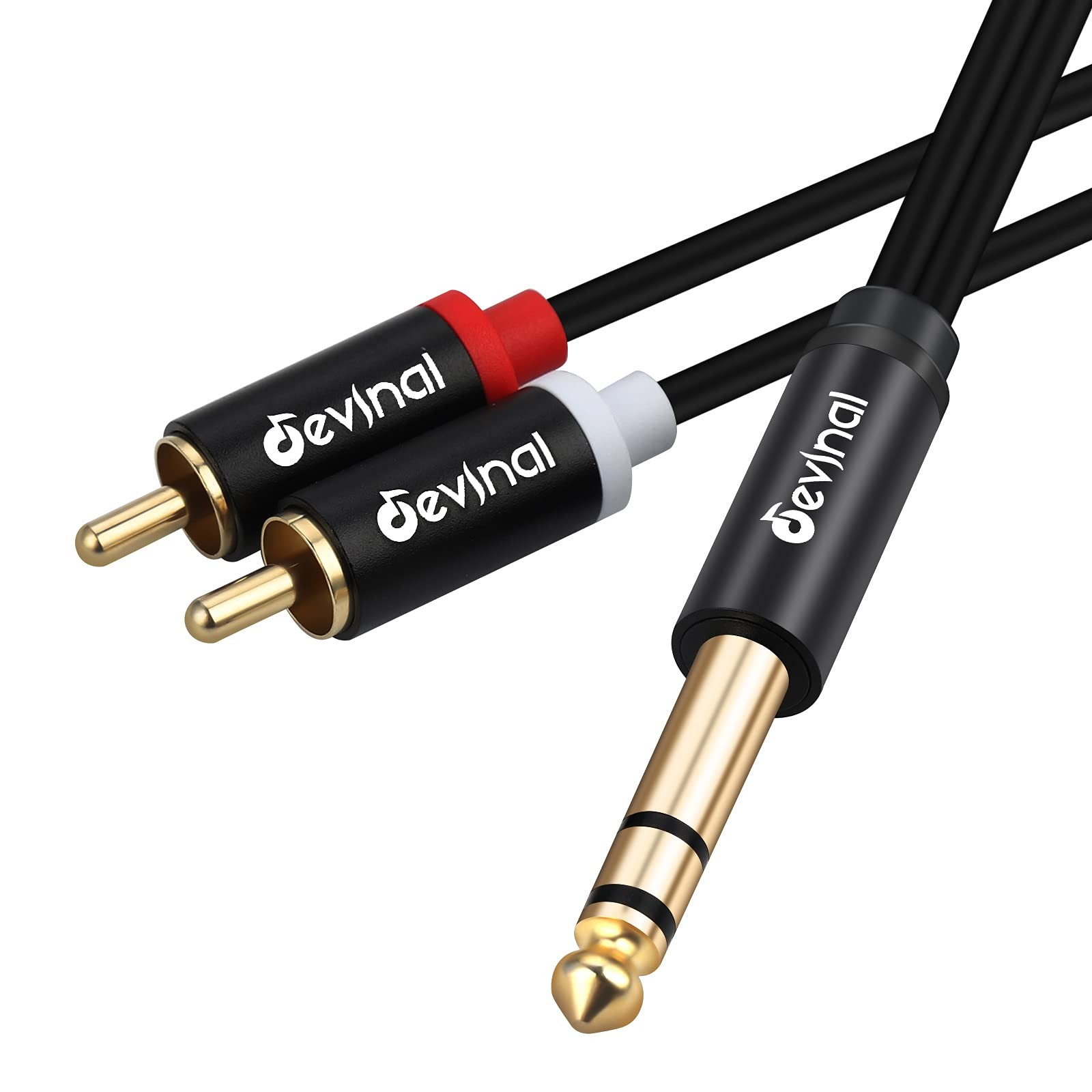 Devinal 1/4" inch TRS to RCA Y Splitter Cable, 6.35mm Quarter 10 FT, 6.6 FT
