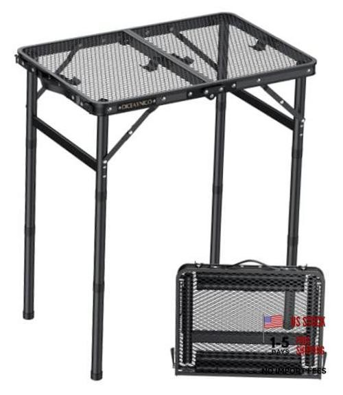 Folding Camping Table, 22" x 15" Picnic Table with 3 2-Fold Mesh Tabletop
