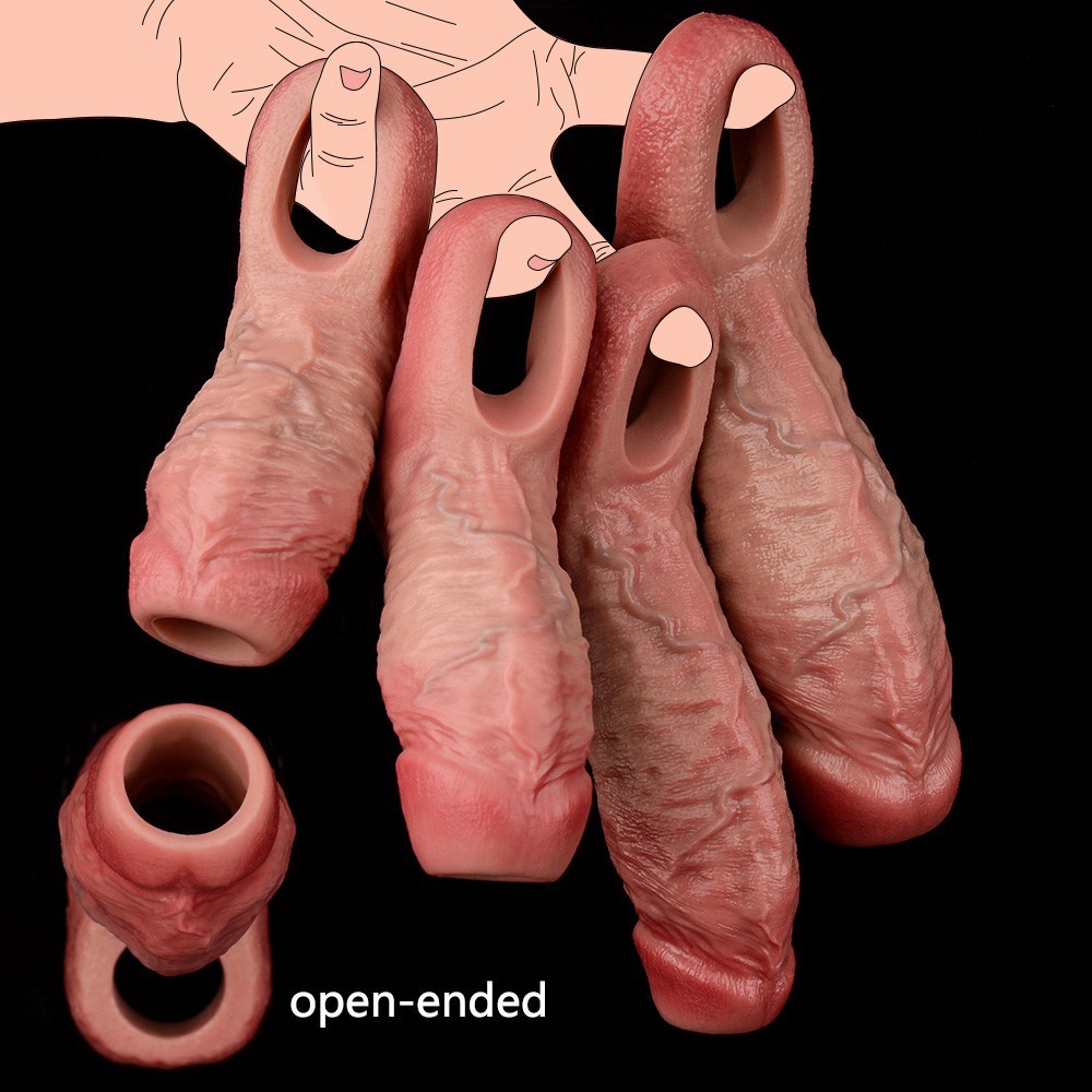 4 sizes to choose from, open style realistic silicone male accessory, adult