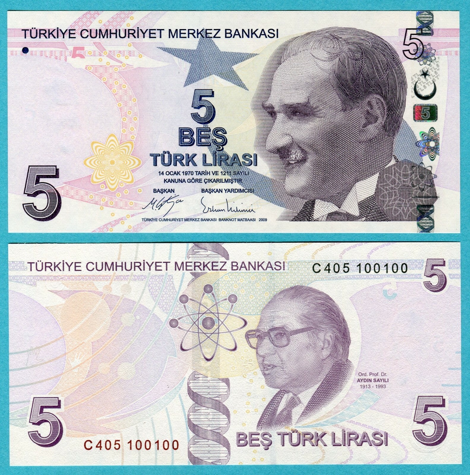 Turkey 5 Lira 2009(2017) P222c UNC / Binary Repeater Rotator # 100100