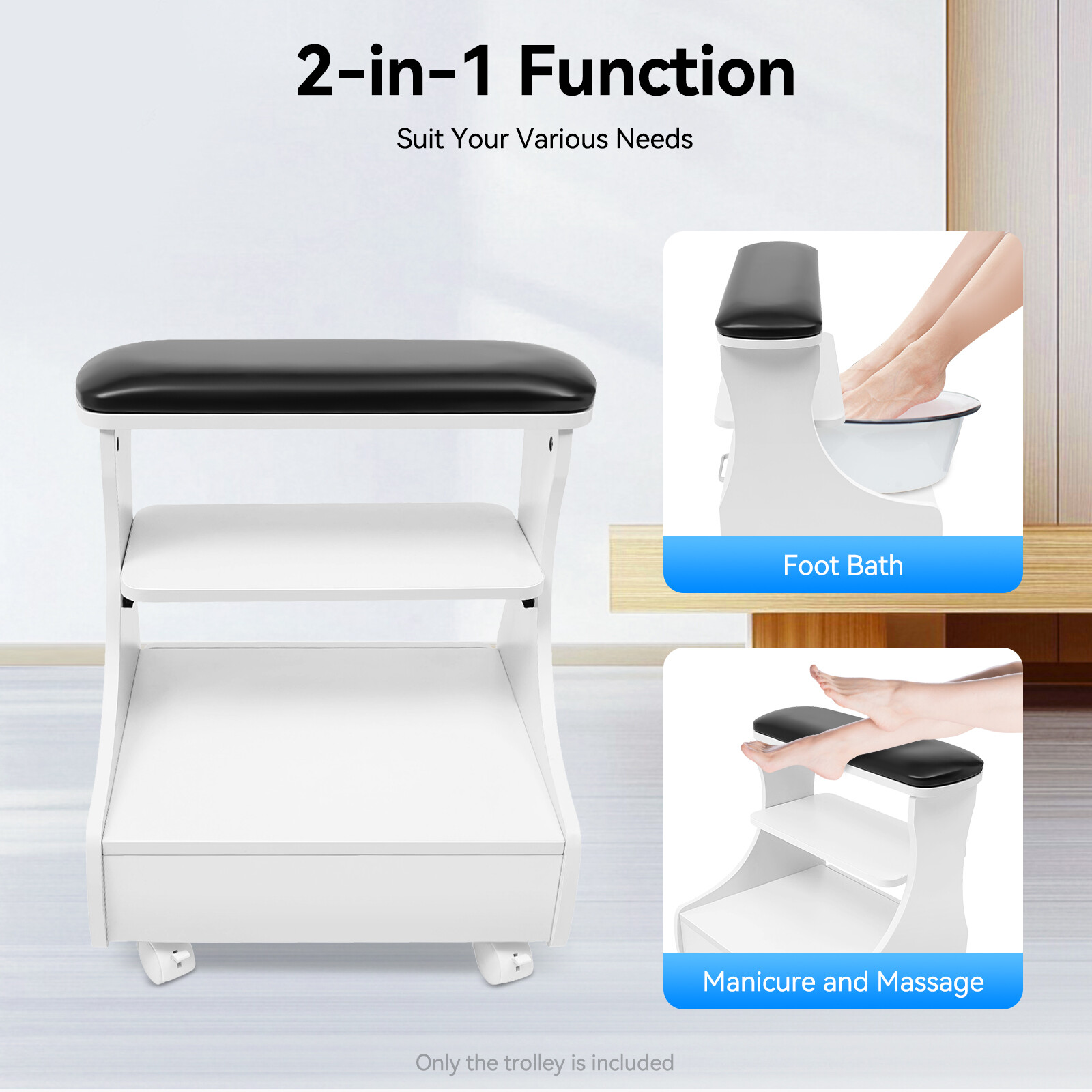 Modern Foot Bath Stool Foot Rest Pedicure Manicure Funiture With Wheels