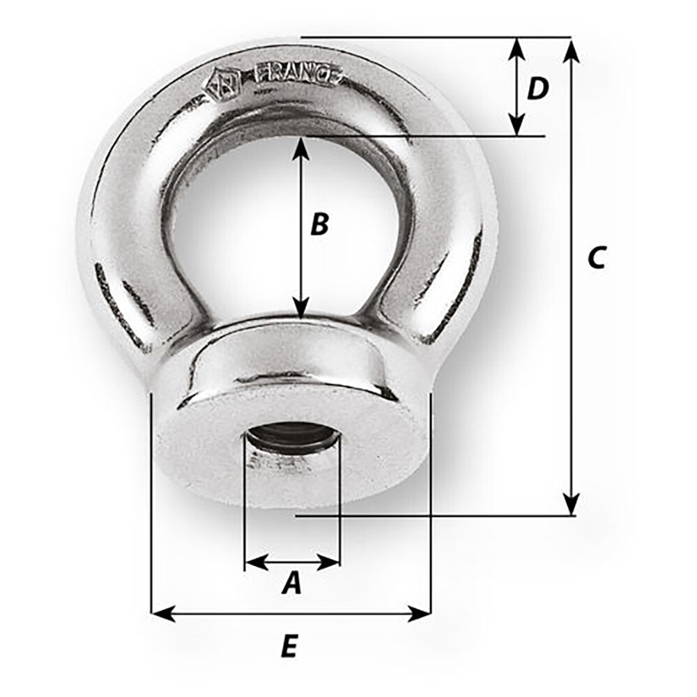 Wichard Marine 6mm Eye Nut 316L Stainless Steel High Strength Marine-Grade_