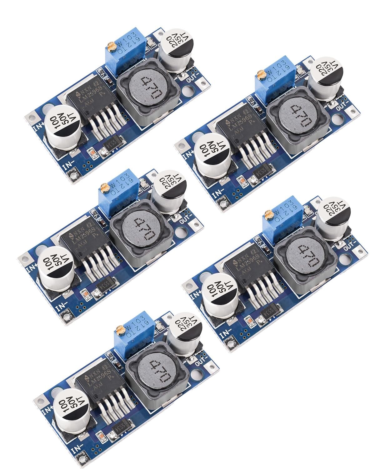 Seloky 5 Pack LM2596 DC to Buck Converter 3.0-40V 1.5-35V 5