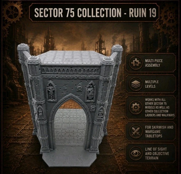 War Torn Sector 75 Modular Sci-Fi Ruin Building 19 -32mm Scale -Terrain