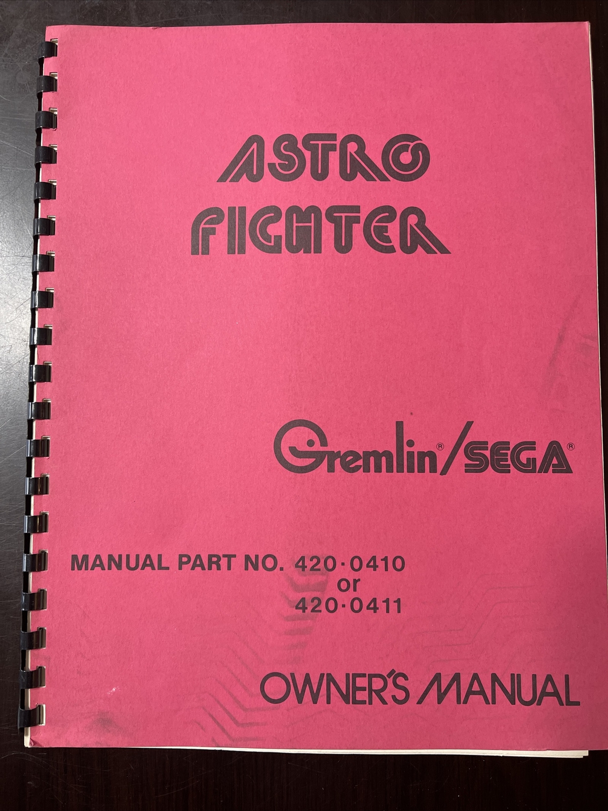 Sega’s Astro Fighter Arcade Owners Manual Original
