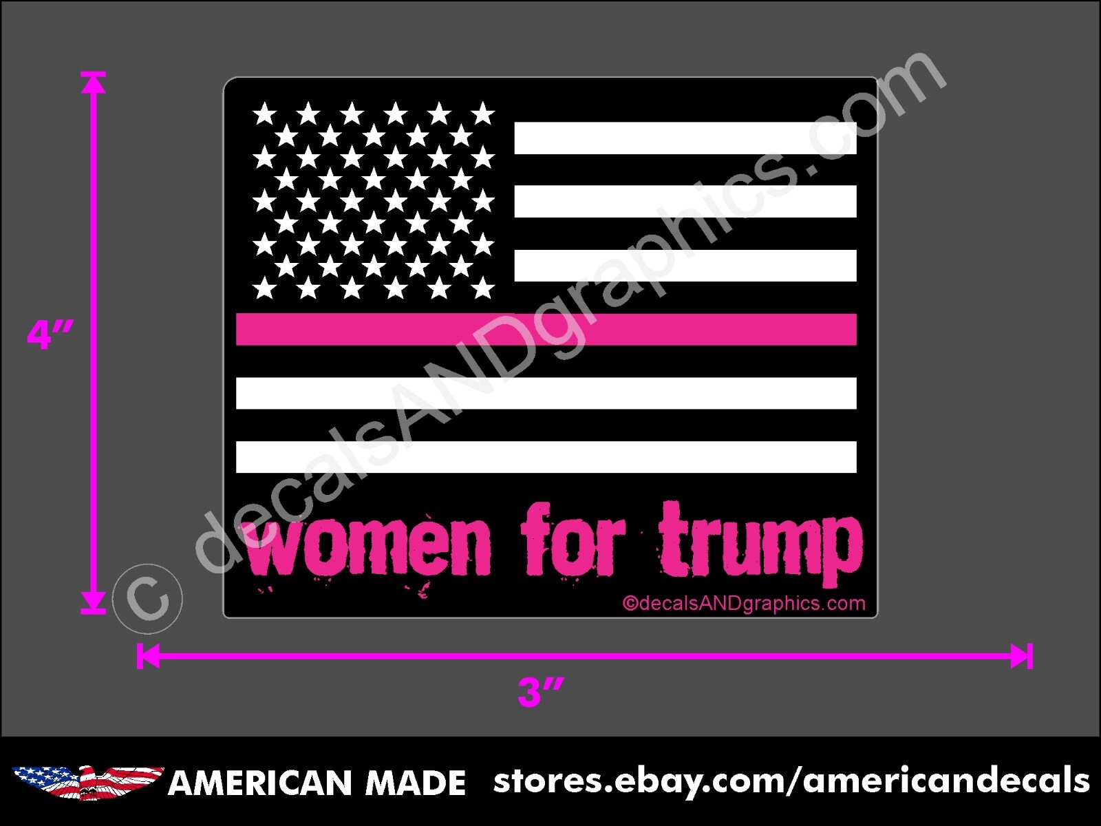 TRUMP SUPPORT STICKER WOMEN FOR TRUMP AMERICAN FLAG SQUARE DECAL WINDOW BUMPER