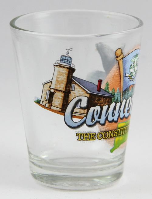 CONNECTICUT CONSTITUTION STATE ELEMENTS SHOT GLASS SHOTGLASS