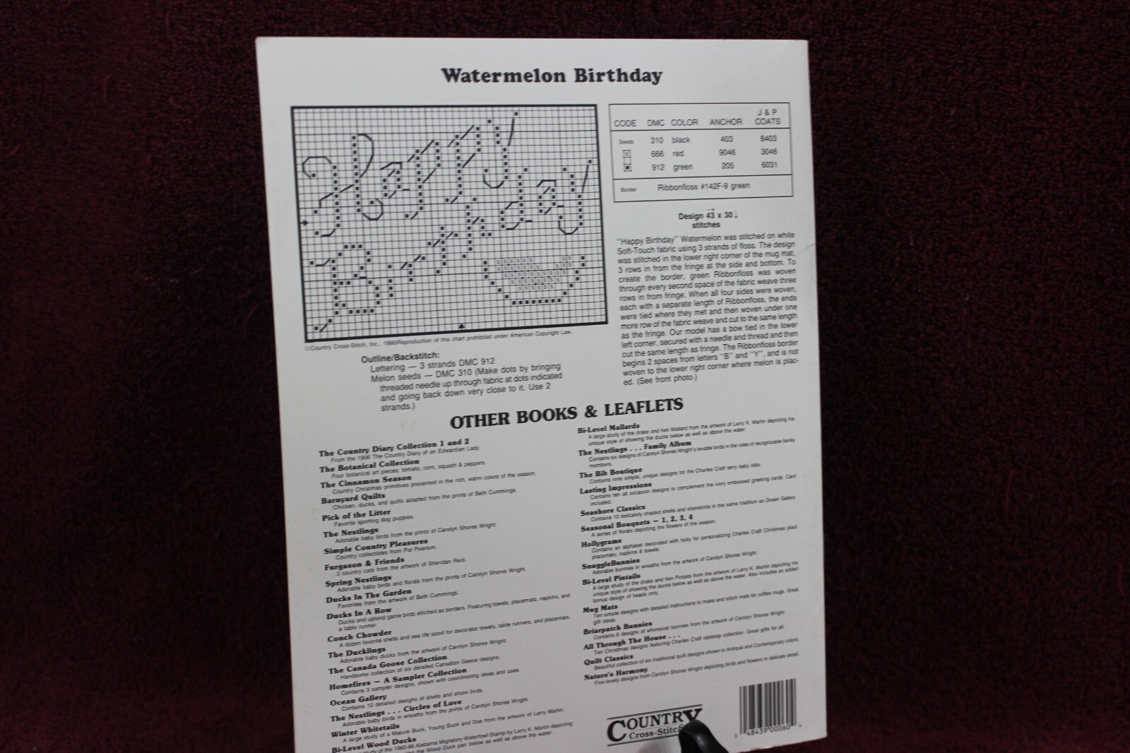 Country Cross Stitch Pattern Leaflet - More Mug Mats For Special Occasions