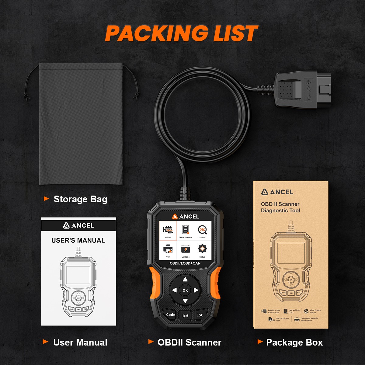 ANCEL AS300 OBD2 Scanner Code Reader Car Diagnostic Scan Tool Check Engine Fault