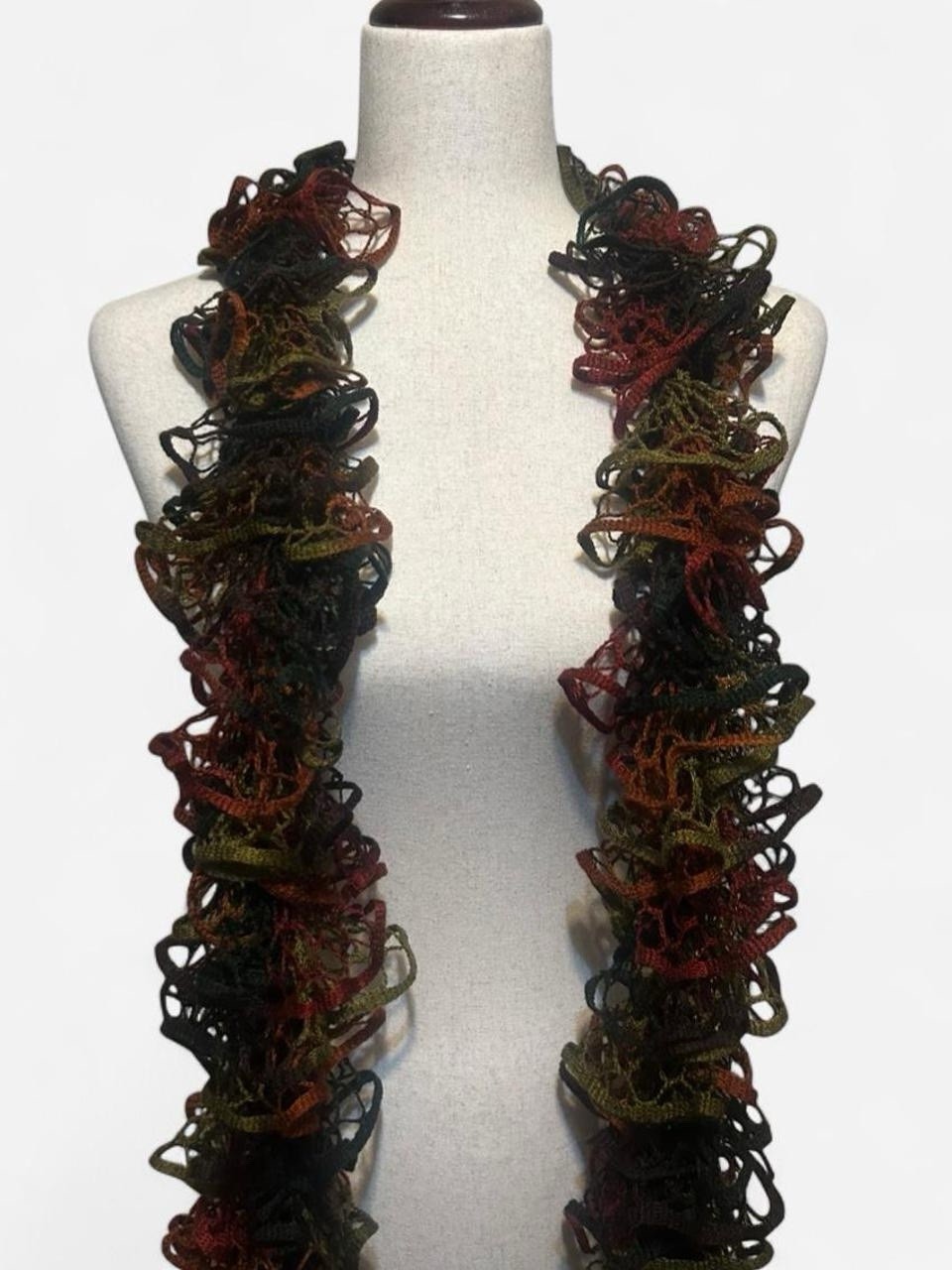 Ruffled Mesh Yarn Scarf Multicolor Autumn Colors