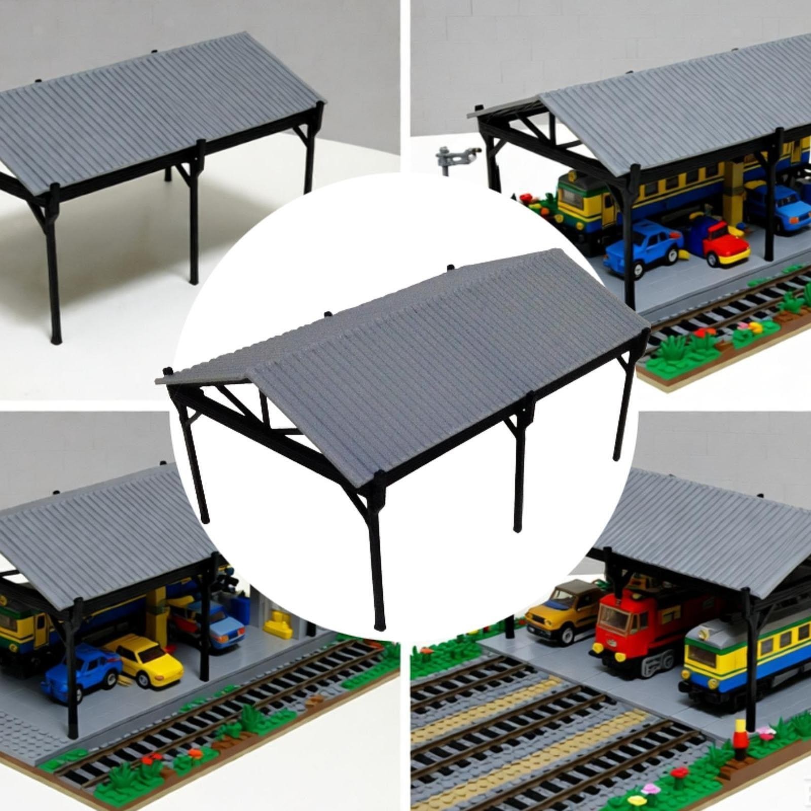 Miniature Carport Model Railway Scene Accessories Miniature Auto Shelter
